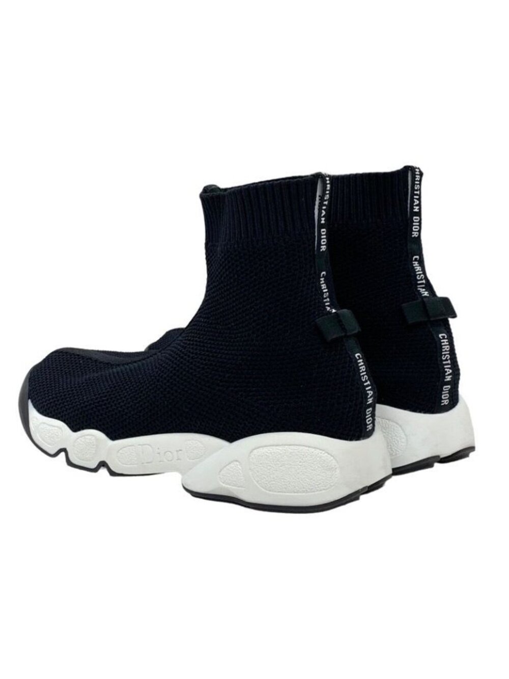 Christian Dior Sneakers Socks Shoes Logo Fabric Black - Picture 5 of 11